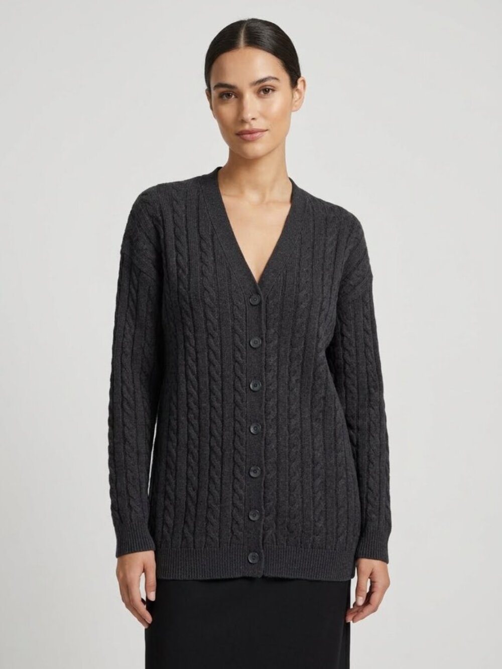 Rachel Parcell Black Cable Knit Long Cardigan XS